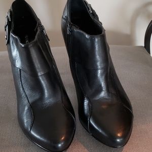 Black leather booties